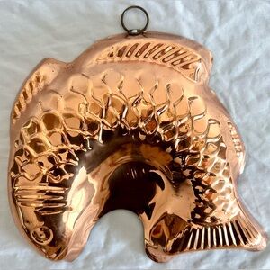 Vintage Copper Fish Jelly Mold Wall Hanging 9 3/4” x 8 1/2” Kitchen Decor